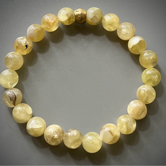Hand Crafted Jewelry - Brazilian Natural Golden Mica Handcrafted Bead Bracelet